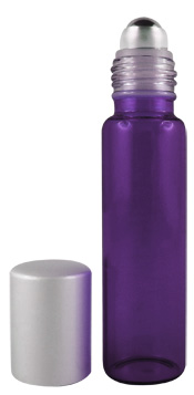 Flacon roll-on 15 ml en verre violet et bille acier Aroma-Zone 
