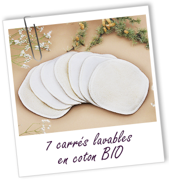 7 carrés lavables en coton BIO