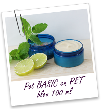 Pot PET recyclé 100 ml bleu BASIC Aroma-Zone