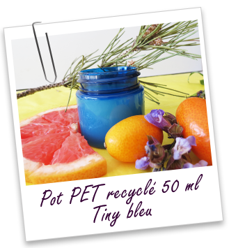 Pot PET recyclé 50 ml bleu TINY Aroma-Zone