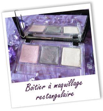 Boîtier plat de maquillage noir brillant rectangulaire Aroma-Zone