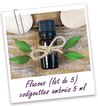 Flacons en verre ambré 5 ml avec capsules codigouttes (lot de 5) Aroma-Zone