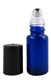 Botella roll-on de 5 ml en vidrio coloreado y bola de acero Aroma-Zone