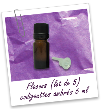 Flacons en verre ambré 5 ml avec capsules codigouttes (lot de 5) Aroma-Zone