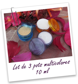 Petits pots multicolores en plastique 10 ml (lot de 3) Aroma-Zone
