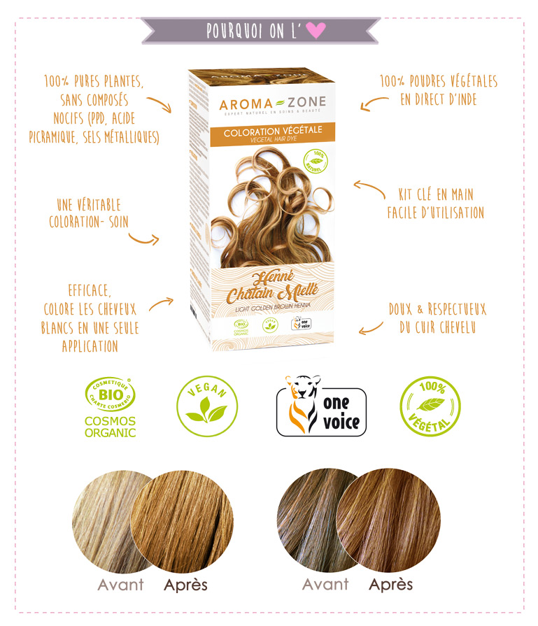 Coloration Vegetale Henne Chatain Mielle Bio Aroma Zone