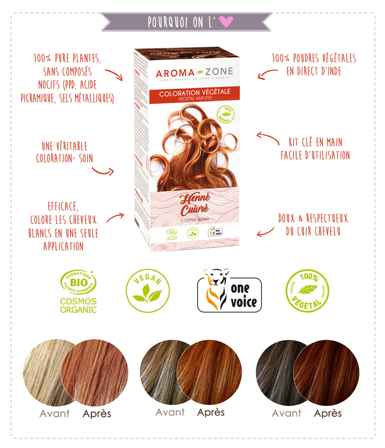 Coloration végétale henné Cuivré BIO AromaZone