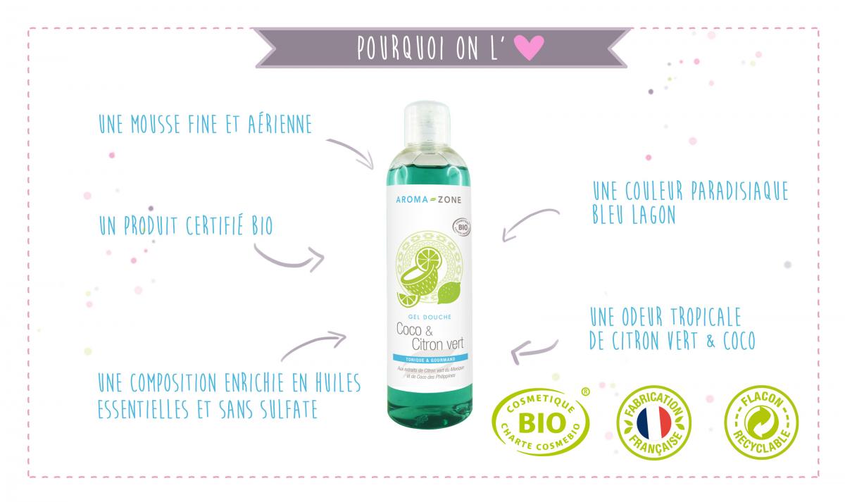 Gel douche BIO Coco & Citron vert AromaZone