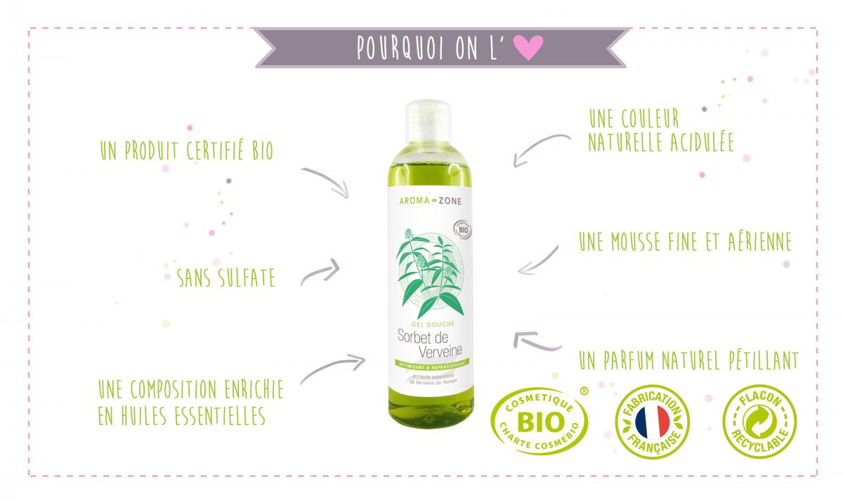 Gel douche BIO Sorbet de Verveine AromaZone