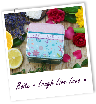Boîte en métal LAUGH LIVE LOVE Aroma-Zone Boîte en métal LAUGH LIVE LOVE Aroma-Zone