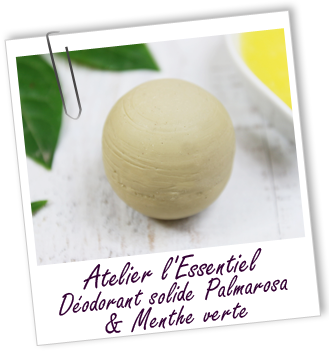 Atelier l'Essentiel - Déodorant solide Palmarosa & Menthe verte Atelier l'Essentiel - Déodorant solide Palmarosa & Menthe verte