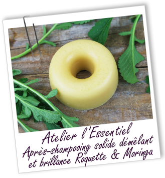 Atelier l'Essentiel - Après-shampooing solide démêlant et brillance Roquette & Moringa Atelier l'Essentiel - Après-shampooing solide démêlant et brillance Roquette & Moringa