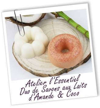 Atelier l'Essentiel - Duo de savons douceur aux laits d'Amande & Coco