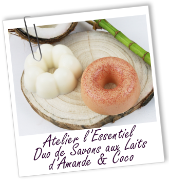 Atelier l'Essentiel - Duo de savons douceur aux laits d'Amande & Coco Atelier l'Essentiel - Duo de savons douceur aux laits d'Amande & Coco