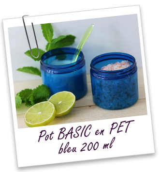 Pot PET recyclé 200 ml bleu BASIC Aroma-Zone