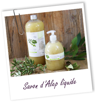 Savon Alep liquide à 15% d'huile de baies laurier Aroma-Zone Savon Alep liquide à 15% d'huile de baies laurier Aroma-Zone