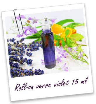 Flacon roll-on 15 ml en verre violet et bille acier Aroma-Zone