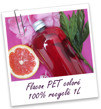 Flacon PET coloré rose 100% recyclé 1L Aroma-Zone Flacon PET coloré rose 100% recyclé 1L Aroma-Zone