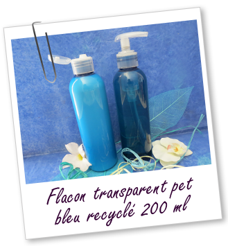 Flacon transparent PET bleu turquoise 100% recyclé 200 ml Aroma-Zone