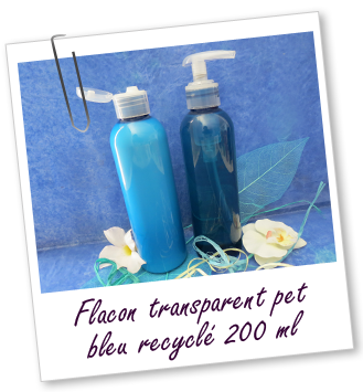 Flacon transparent PET bleu turquoise 100% recyclé 200 ml Aroma-Zone Flacon transparent PET bleu turquoise 100% recyclé 200 ml Aroma-Zone