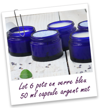 Lot de 6 pots verre bleu 50 ml Aroma-Zone