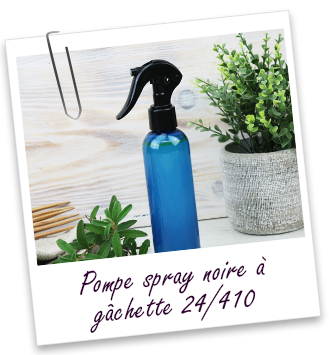 Pompe spray noire à gâchette 24/410 en PP Aroma-Zone Pompe spray noire à gâchette 24/410 en PP Aroma-Zone