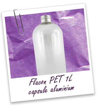 Flacon PET cristal 1L et capsule en aluminium Aroma-Zone Flacon PET cristal 1L et capsule en aluminium Aroma-Zone