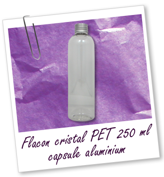 Flacon PET cristal 250 ml et capsule aluminium Aroma-Zone