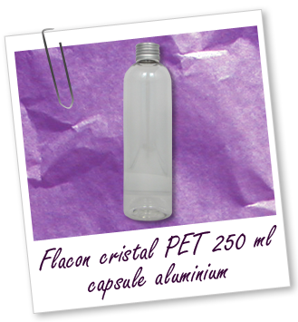 Flacon PET cristal 250 ml et capsule aluminium Aroma-Zone Flacon PET cristal 250 ml et capsule aluminium Aroma-Zone