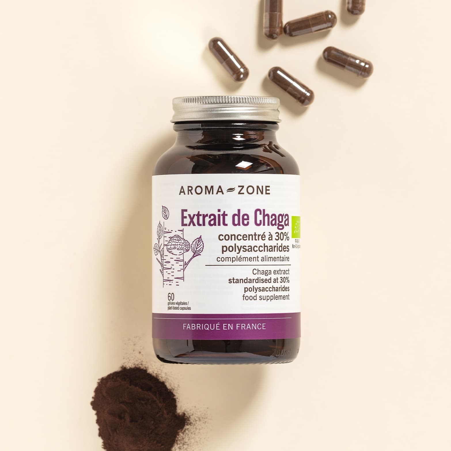 Extrait de Chaga BIO en gélules Aroma-Zone Extrait de Chaga BIO en gélules Aroma-Zone