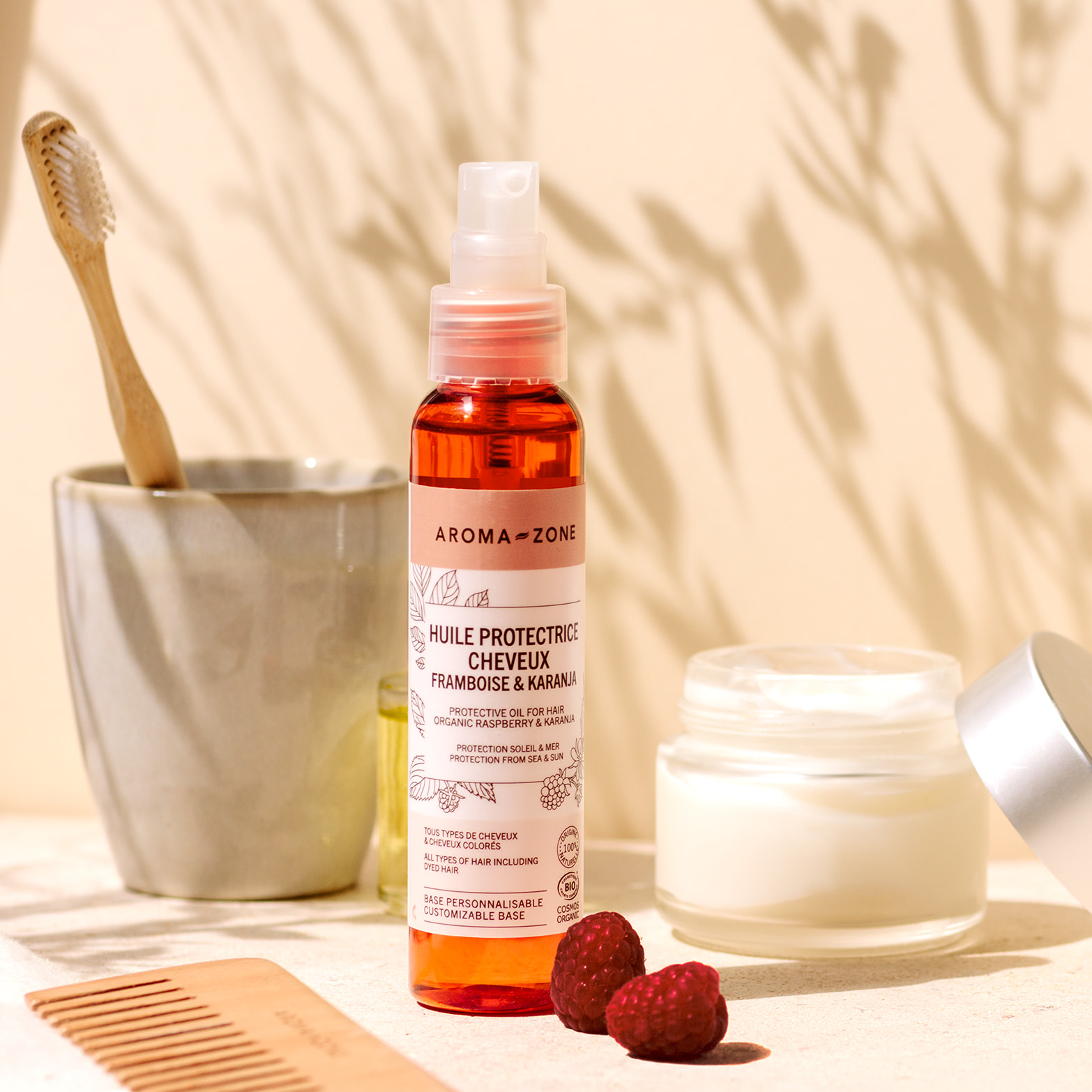 Huile protectrice cheveux Framboise & Karanja BIO Huile protectrice cheveux Framboise & Karanja BIO
